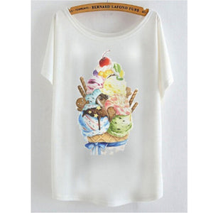 2017 newest batwing sleeve t shirt cotton t-shirt Women big size t shirt Cat/Rabbit/Perfume bottles