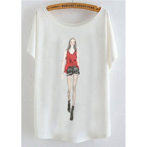 2017 newest batwing sleeve t shirt cotton t-shirt Women big size t shirt Cat/Rabbit/Perfume bottles