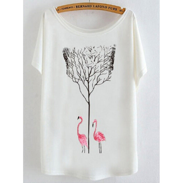 2017 newest batwing sleeve t shirt cotton t-shirt Women big size t shirt Cat/Rabbit/Perfume bottles
