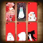 IIOZO Ultra Thin Red Case For iphone 6 6s plus Cute Bear Flower Fairy Cat Phone Cases Back Full Cover for iphone 6 Shell Bag