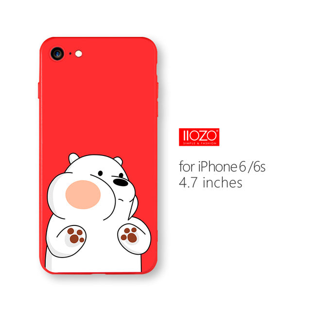 IIOZO Ultra Thin Red Case For iphone 6 6s plus Cute Bear Flower Fairy Cat Phone Cases Back Full Cover for iphone 6 Shell Bag