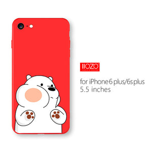 IIOZO Ultra Thin Red Case For iphone 6 6s plus Cute Bear Flower Fairy Cat Phone Cases Back Full Cover for iphone 6 Shell Bag