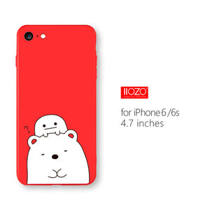 IIOZO Ultra Thin Red Case For iphone 6 6s plus Cute Bear Flower Fairy Cat Phone Cases Back Full Cover for iphone 6 Shell Bag