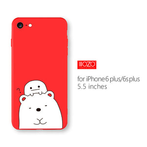 IIOZO Ultra Thin Red Case For iphone 6 6s plus Cute Bear Flower Fairy Cat Phone Cases Back Full Cover for iphone 6 Shell Bag