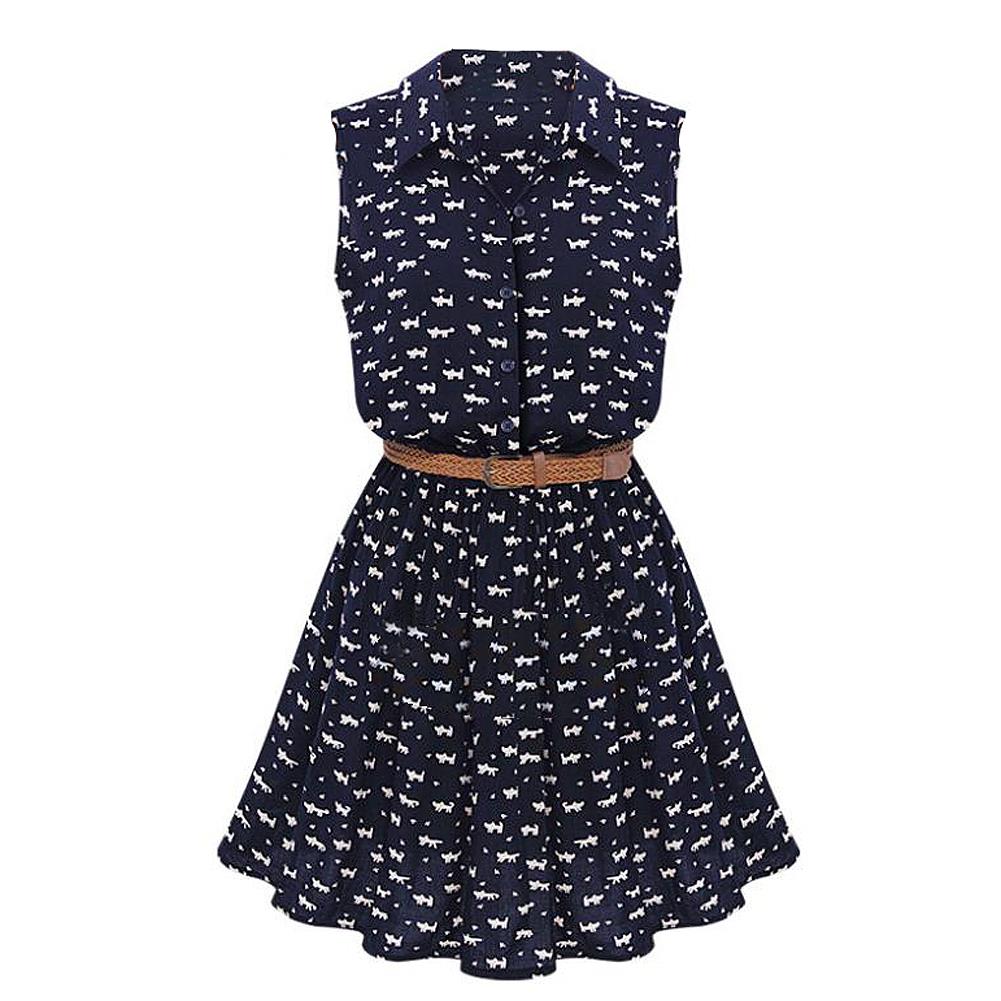 TFGS New Design Summer New Women Shirts Dress Cat