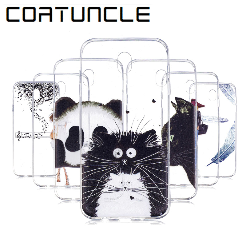 COATUNCLE Transparent Phone Case sFor Samsung Galaxy J3 2017 J330 Cute Cat Silicon Soft TPU Back Cover For Samsung J3 2017 Cases