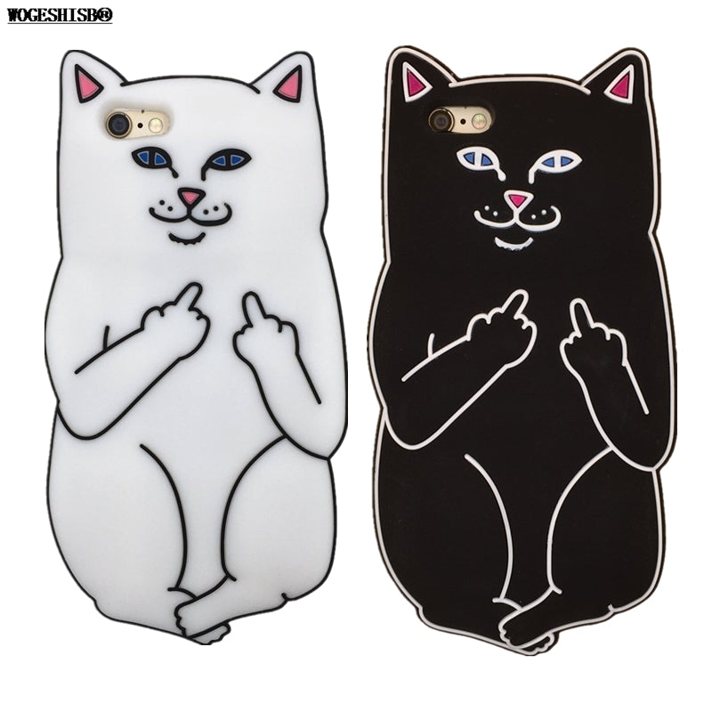 3D Cartoon Rock Middle Finger Pocket Cat Phone Case for iPhone 5S Cases Soft Silicone Back Cover for iPhone 4 4G 4S SE 5 5G 5S