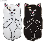 3D Cartoon Rock Middle Finger Pocket Cat Phone Case for iPhone 5S Cases Soft Silicone Back Cover for iPhone 4 4G 4S SE 5 5G 5S