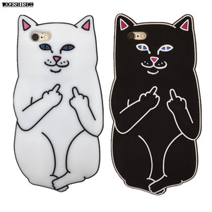 3D Cartoon Rock Middle Finger Pocket Cat Phone Case for iPhone 5S Cases Soft Silicone Back Cover for iPhone 4 4G 4S SE 5 5G 5S