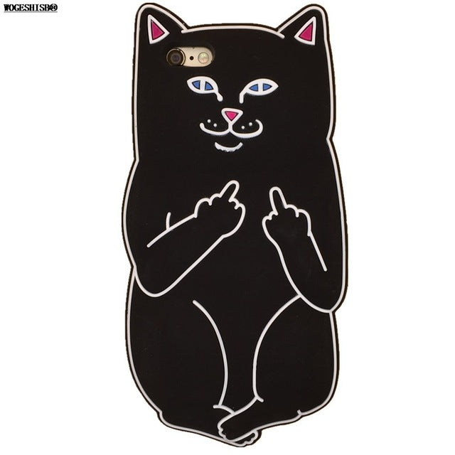 3D Cartoon Rock Middle Finger Pocket Cat Phone Case for iPhone 5S Cases Soft Silicone Back Cover for iPhone 4 4G 4S SE 5 5G 5S