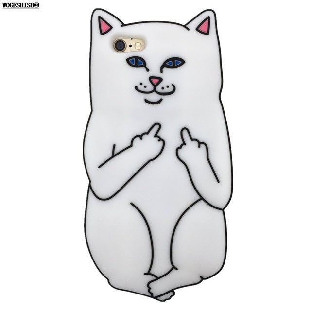 3D Cartoon Rock Middle Finger Pocket Cat Phone Case for iPhone 5S Cases Soft Silicone Back Cover for iPhone 4 4G 4S SE 5 5G 5S