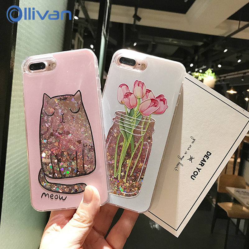 Flower Cat Phone Cases For iPhone 7 8 Plus