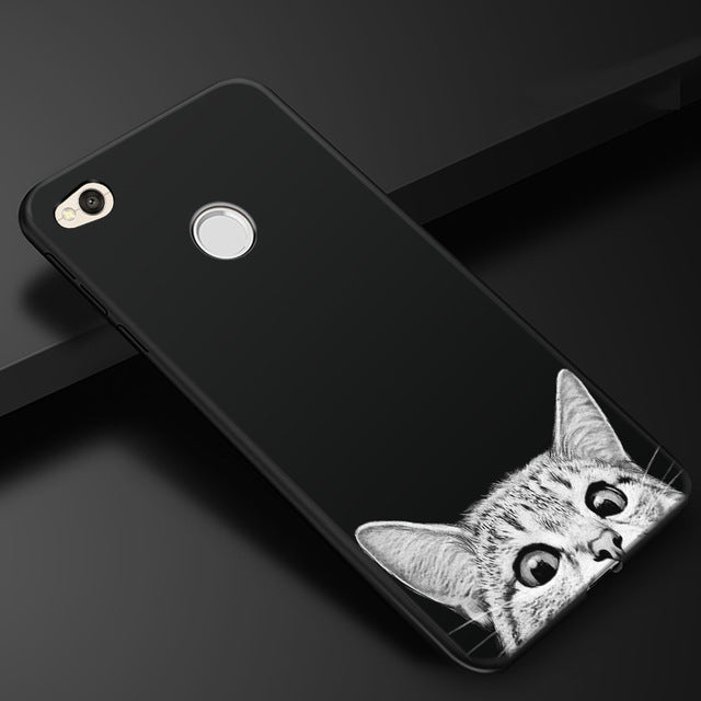 3D Relief Phone Cases for Xiaomi Redmi 4X Soft Ultra Thin TPU Silicone Cute Cats Fishes Moon Space For Redmi 4X Phone Cover
