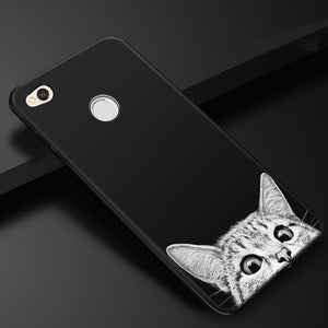 3D Relief Phone Cases for Xiaomi Redmi 4X Soft Ultra Thin TPU Silicone Cute Cats Fishes Moon Space For Redmi 4X Phone Cover