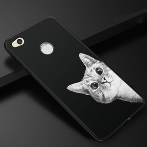 3D Relief Phone Cases for Xiaomi Redmi 4X Soft Ultra Thin TPU Silicone Cute Cats Fishes Moon Space For Redmi 4X Phone Cover