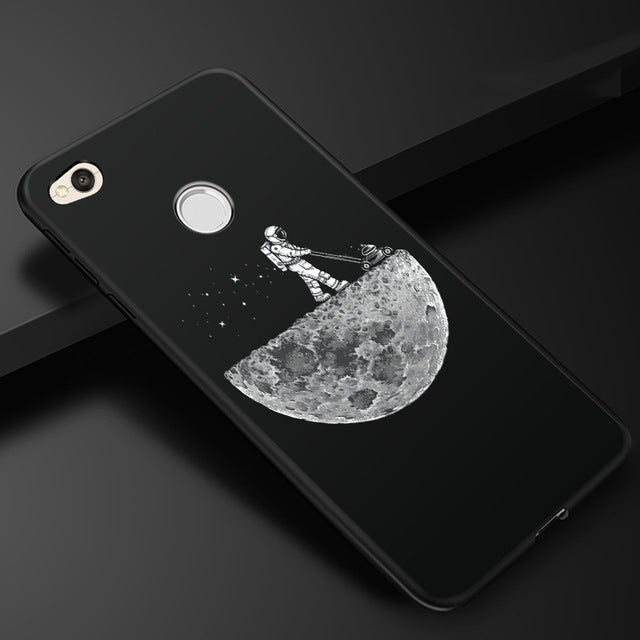 3D Relief Phone Cases for Xiaomi Redmi 4X Soft Ultra Thin TPU Silicone Cute Cats Fishes Moon Space For Redmi 4X Phone Cover