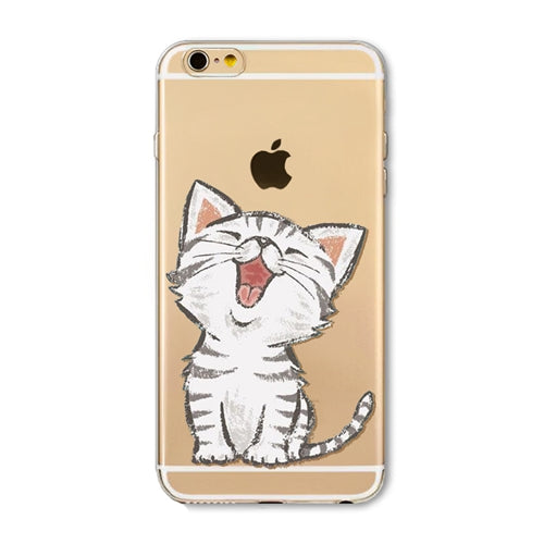 Cute Cat Phone Case For Apple iPhone 6 6S 5 5S SE Soft TPU Silicon Transparent Cover Cute Cat Owl Animal Phone Cases for iPhone