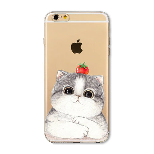 Cute Cat Phone Case For Apple iPhone 6 6S 5 5S SE Soft TPU Silicon Transparent Cover Cute Cat Owl Animal Phone Cases for iPhone
