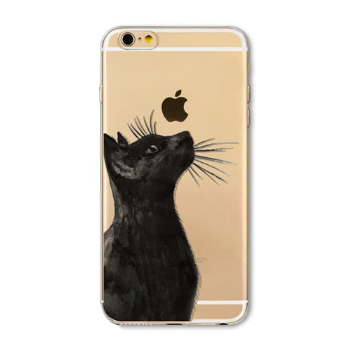 Cute Cat Phone Case For Apple iPhone 6 6S 5 5S SE Soft TPU Silicon Transparent Cover Cute Cat Owl Animal Phone Cases for iPhone