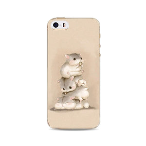 Cute Cat Phone Case For Apple iPhone 6 6S 5 5S SE Soft TPU Silicon Transparent Cover Cute Cat Owl Animal Phone Cases for iPhone