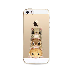 Cute Cat Phone Case For Apple iPhone 6 6S 5 5S SE Soft TPU Silicon Transparent Cover Cute Cat Owl Animal Phone Cases for iPhone