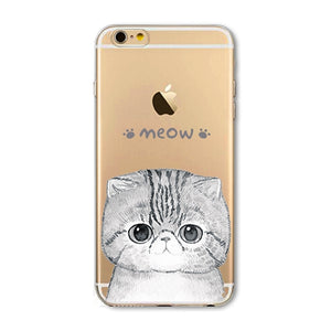 Cute Cat Phone Case For Apple iPhone 6 6S 5 5S SE Soft TPU Silicon Transparent Cover Cute Cat Owl Animal Phone Cases for iPhone