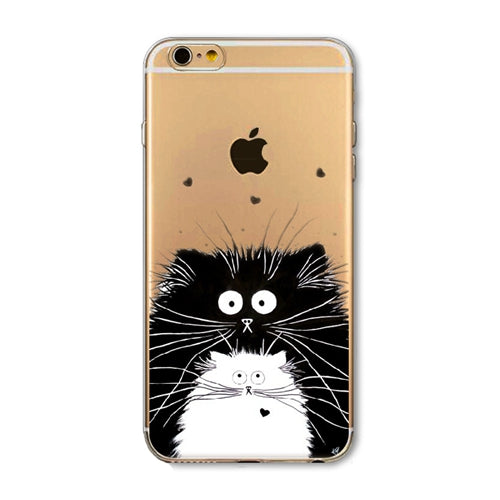 Cute Cat Phone Case For Apple iPhone 6 6S 5 5S SE Soft TPU Silicon Transparent Cover Cute Cat Owl Animal Phone Cases for iPhone
