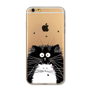 Cute Cat Phone Case For Apple iPhone 6 6S 5 5S SE Soft TPU Silicon Transparent Cover Cute Cat Owl Animal Phone Cases for iPhone