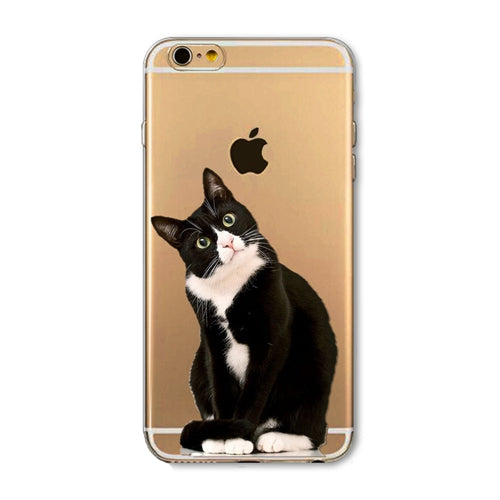 Cute Cat Phone Case For Apple iPhone 6 6S 5 5S SE Soft TPU Silicon Transparent Cover Cute Cat Owl Animal Phone Cases for iPhone