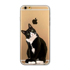 Cute Cat Phone Case For Apple iPhone 6 6S 5 5S SE Soft TPU Silicon Transparent Cover Cute Cat Owl Animal Phone Cases for iPhone