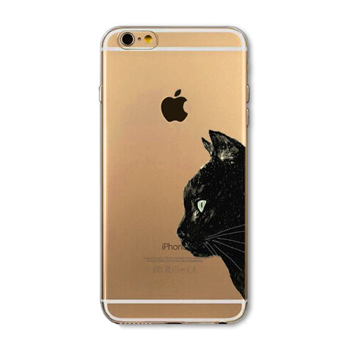 Cute Cat Phone Case For Apple iPhone 6 6S 5 5S SE Soft TPU Silicon Transparent Cover Cute Cat Owl Animal Phone Cases for iPhone