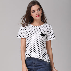 Cute Black Cat Print T Shirt Casual Harajuku O-neck Women T-shirt 2018 New Design Camiseta Feminina Plus Size Tumblr Tee Shirts