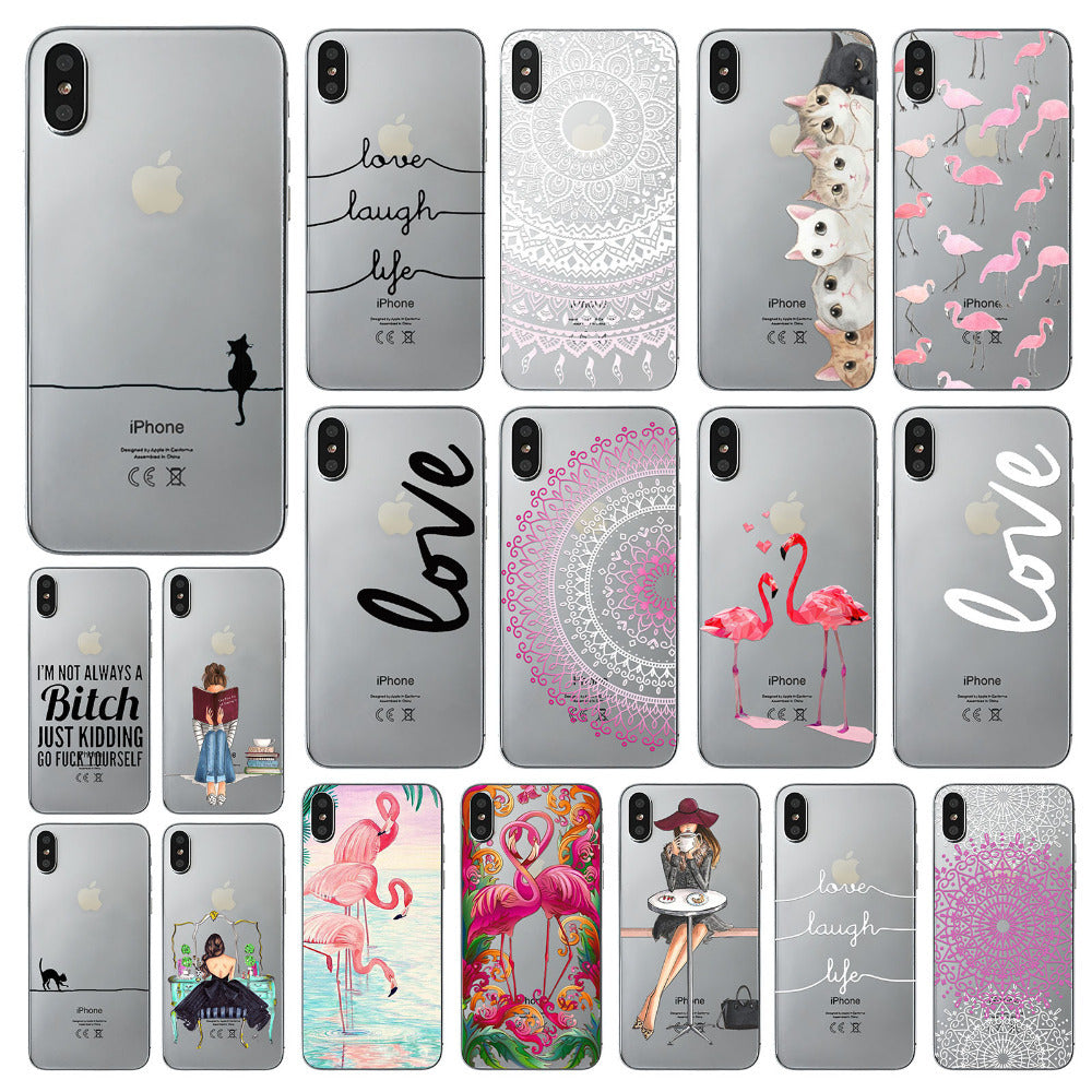 class Phone Case For Apple iPhone X Cute Cats Corky Flamingo Dreamcatcher Beautiful Girls Letters Phone Shell Capa Bag for iPhone X 10