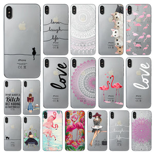 class Phone Case For Apple iPhone X Cute Cats Corky Flamingo Dreamcatcher Beautiful Girls Letters Phone Shell Capa Bag for iPhone X 10