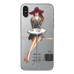 class Phone Case For Apple iPhone X Cute Cats Corky Flamingo Dreamcatcher Beautiful Girls Letters Phone Shell Capa Bag for iPhone X 10