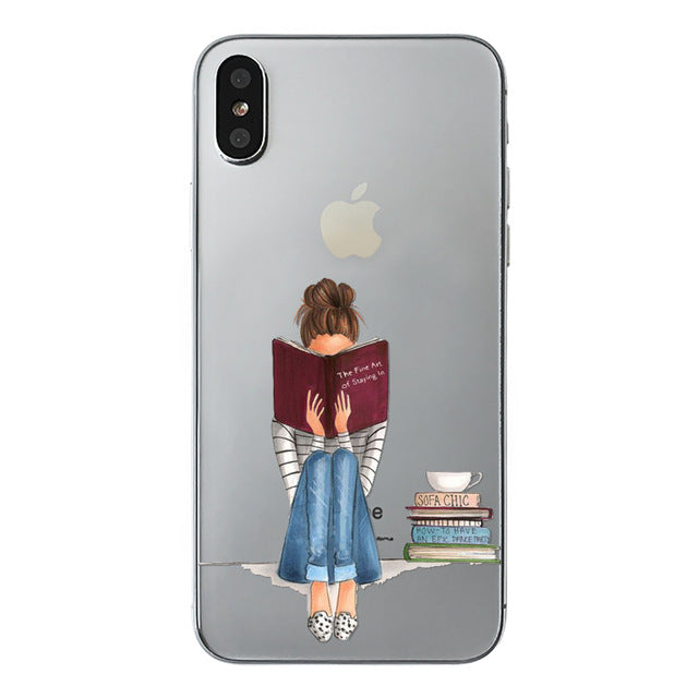class Phone Case For Apple iPhone X Cute Cats Corky Flamingo Dreamcatcher Beautiful Girls Letters Phone Shell Capa Bag for iPhone X 10