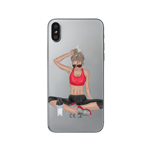 class Phone Case For Apple iPhone X Cute Cats Corky Flamingo Dreamcatcher Beautiful Girls Letters Phone Shell Capa Bag for iPhone X 10
