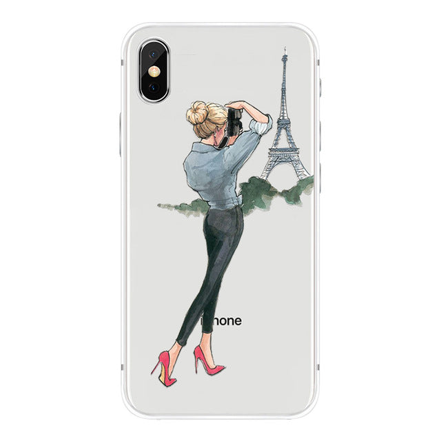 class Phone Case For Apple iPhone X Cute Cats Corky Flamingo Dreamcatcher Beautiful Girls Letters Phone Shell Capa Bag for iPhone X 10