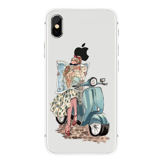 class Phone Case For Apple iPhone X Cute Cats Corky Flamingo Dreamcatcher Beautiful Girls Letters Phone Shell Capa Bag for iPhone X 10