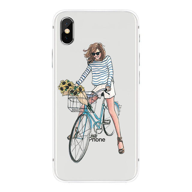 class Phone Case For Apple iPhone X Cute Cats Corky Flamingo Dreamcatcher Beautiful Girls Letters Phone Shell Capa Bag for iPhone X 10
