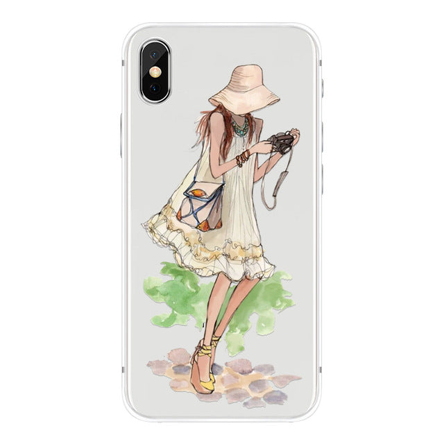 class Phone Case For Apple iPhone X Cute Cats Corky Flamingo Dreamcatcher Beautiful Girls Letters Phone Shell Capa Bag for iPhone X 10