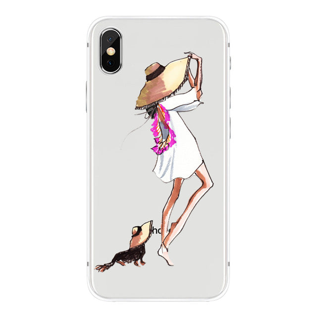 class Phone Case For Apple iPhone X Cute Cats Corky Flamingo Dreamcatcher Beautiful Girls Letters Phone Shell Capa Bag for iPhone X 10