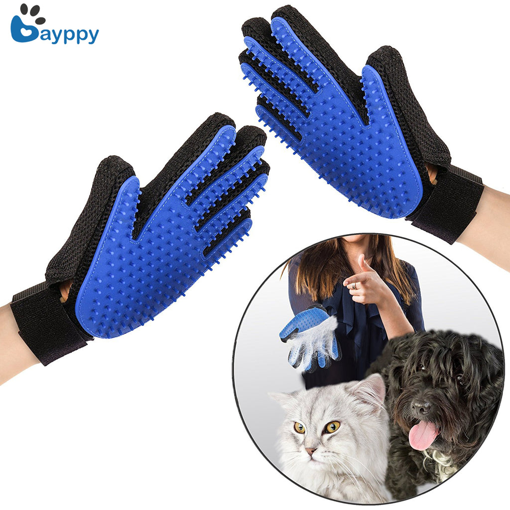 Pet Dog Cat Grooming Glove Gentle Deshedding Brush Glove Efficient Pet Hair Remover Mitt Massage Tool with Enhanced Five Finger