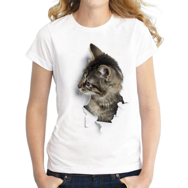 Summer T shirt women Naughty Cat 3D Lovely Printing Originality O-Neck harajuku Short Sleeves T-shirts tshirt Tops Tee