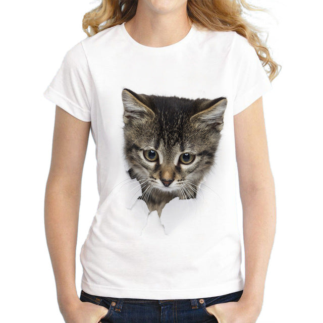 Summer T shirt women Naughty Cat 3D Lovely Printing Originality O-Neck harajuku Short Sleeves T-shirts tshirt Tops Tee