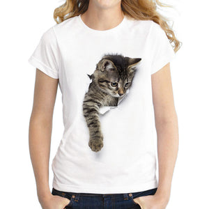 Summer T shirt women Naughty Cat 3D Lovely Printing Originality O-Neck harajuku Short Sleeves T-shirts tshirt Tops Tee