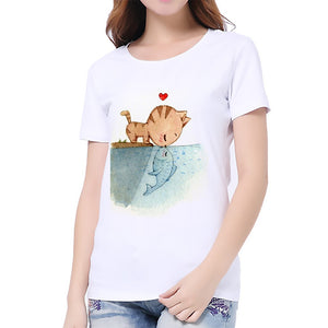 Summer T shirt women Naughty Cat 3D Lovely Printing Originality O-Neck harajuku Short Sleeves T-shirts tshirt Tops Tee