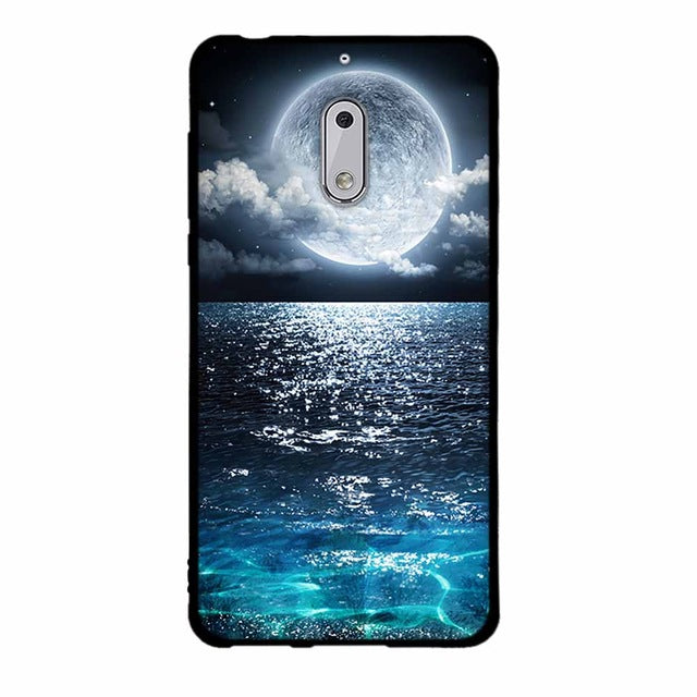 Fashion Phone Case For Nokia 6 Cover Cute Animal View Soft Silicone Black Phone Cases For Nokia 6 Cellphone Cover Bags