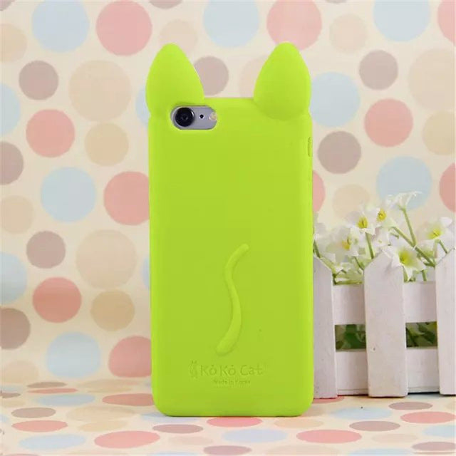 YRFF Fashion cartoon 3D koko cute Ear Cat phone case for iphone 5c Silicon soft Back Cover for iphone 5C case