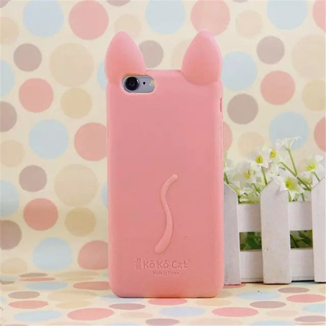 YRFF Fashion cartoon 3D koko cute Ear Cat phone case for iphone 5c Silicon soft Back Cover for iphone 5C case